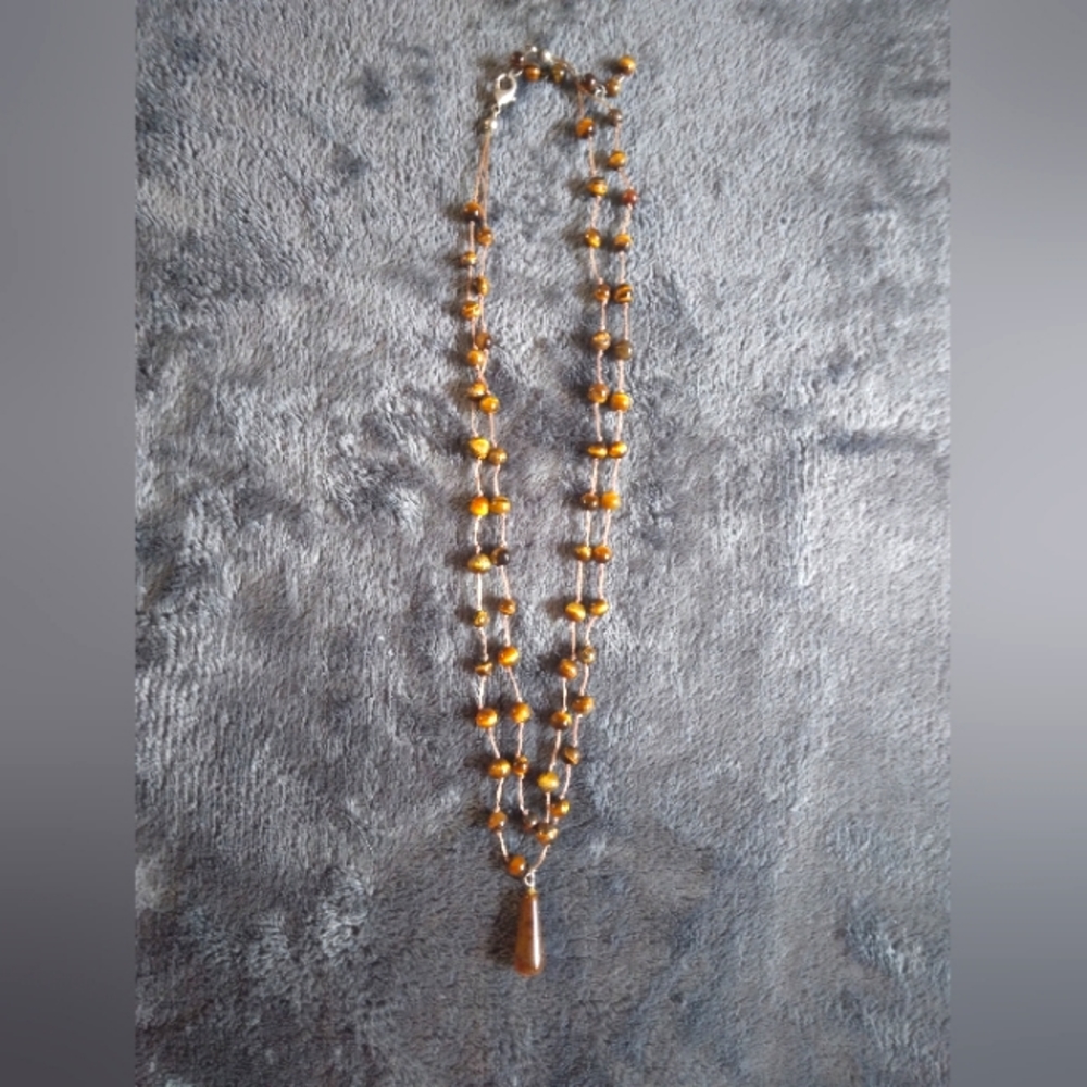 Tigers eye pendant natural stone necklace